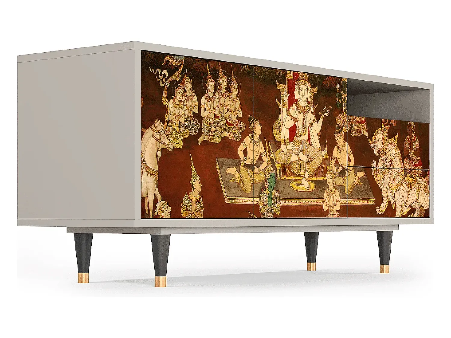 Móvel De Tv* Mueble de TV - 125х56х41 cm - T7 - Malyavan, Areia Bege