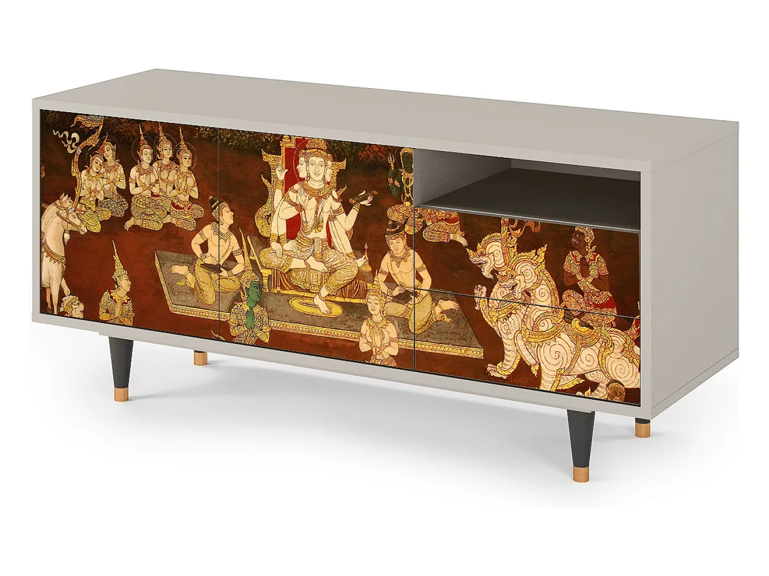 Móvel De Tv* Mueble de TV - 125х56х41 cm - T7 - Malyavan, Areia Bege