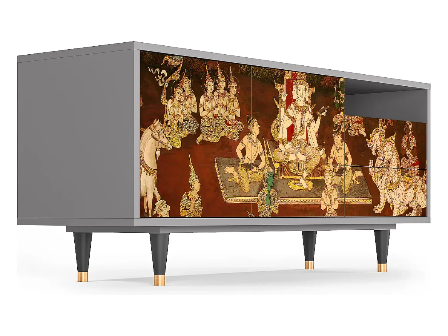 Mueble de TV - 125х56х41 cm - T7 - Malyavan, Cinza^ Móvel De Tv