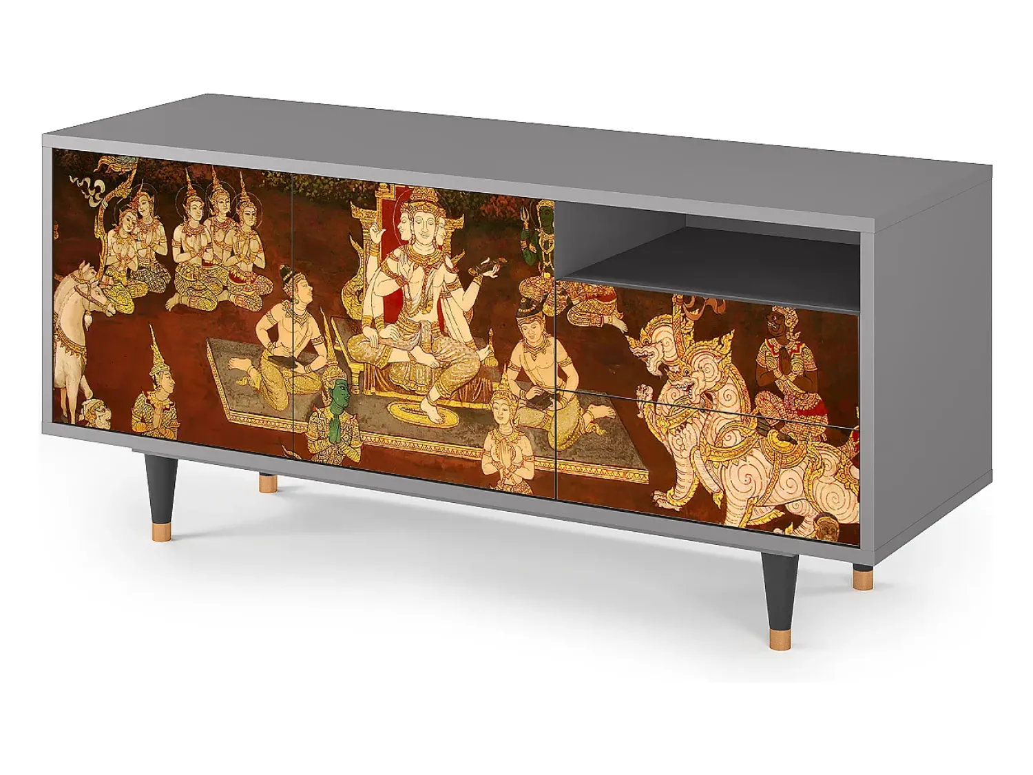 Mueble de TV - 125х56х41 cm - T7 - Malyavan, Cinza^ Móvel De Tv