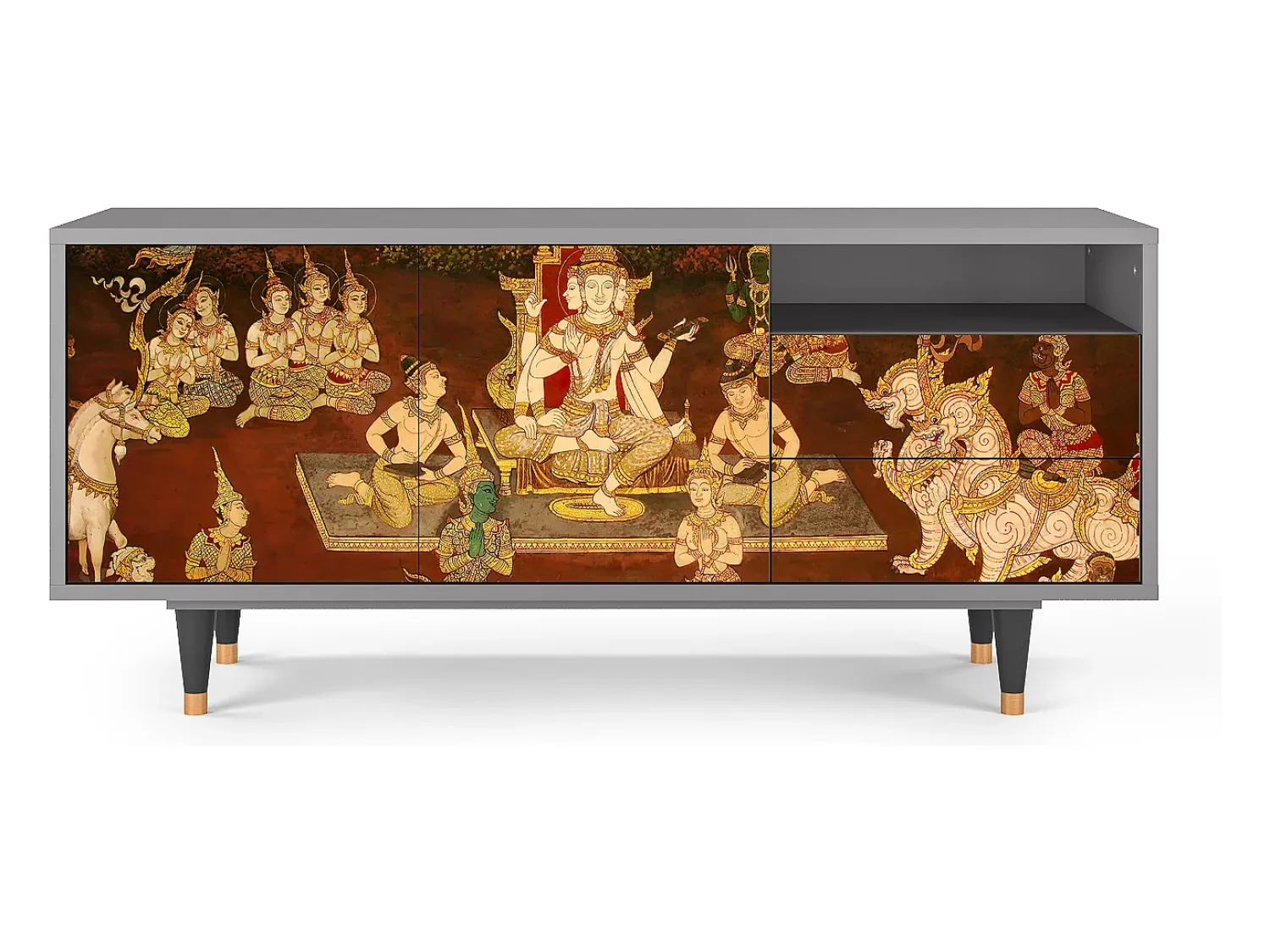 Mueble de TV - 125х56х41 cm - T7 - Malyavan, Cinza^ Móvel De Tv
