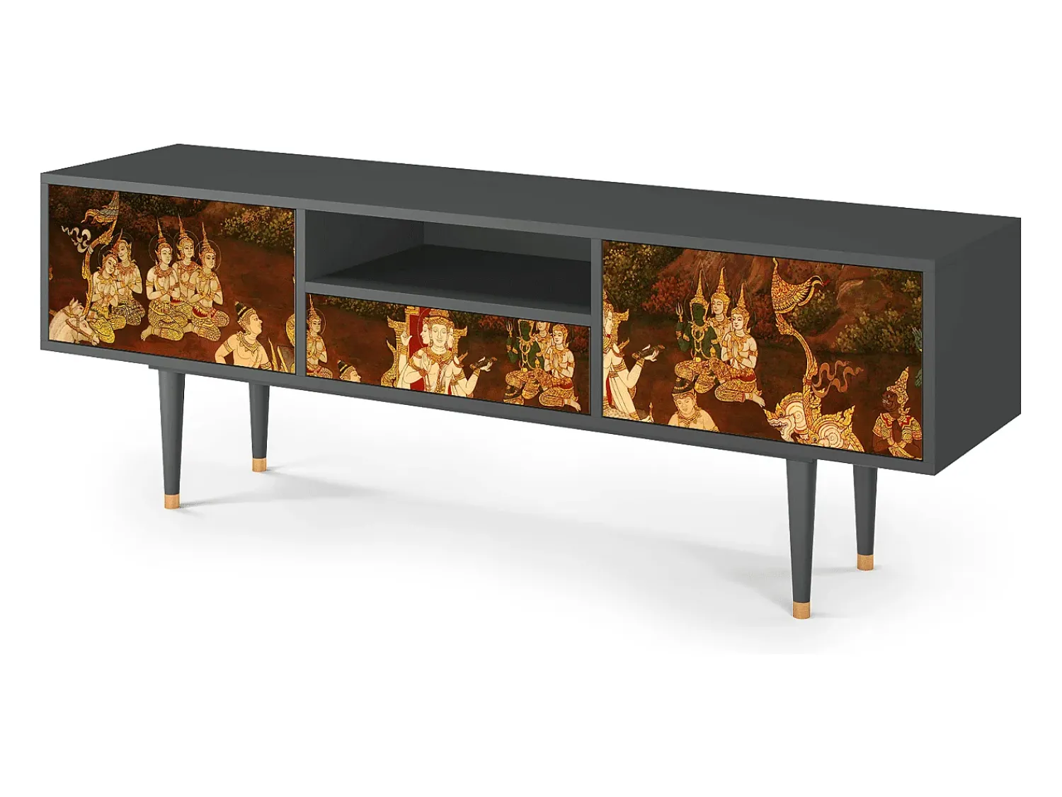 Móvel De Tv* Mueble de TV - 170х59х41 cm - T6 - Malyavan, Antracite Cinza antracite