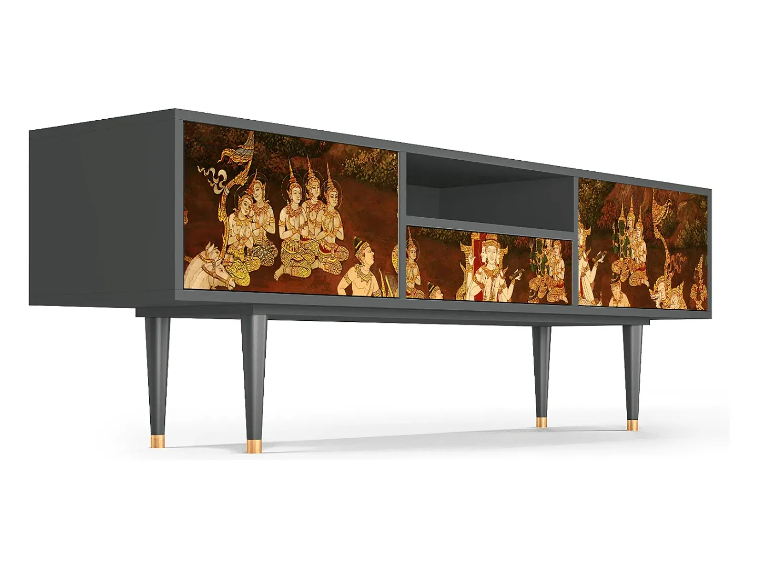Móvel De Tv* Mueble de TV - 170х59х41 cm - T6 - Malyavan, Antracite Cinza antracite