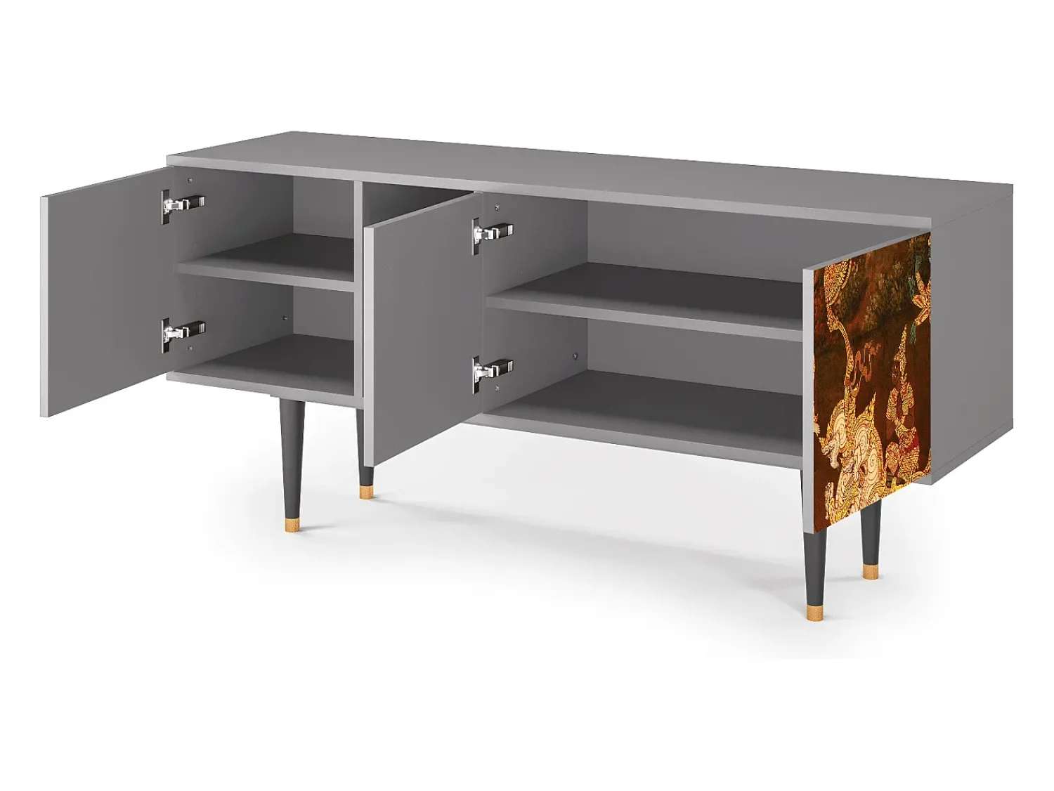 Mueble de TV - 150х69х41 cm - T5 - Malyavan, Cinza^ Móvel De Tv