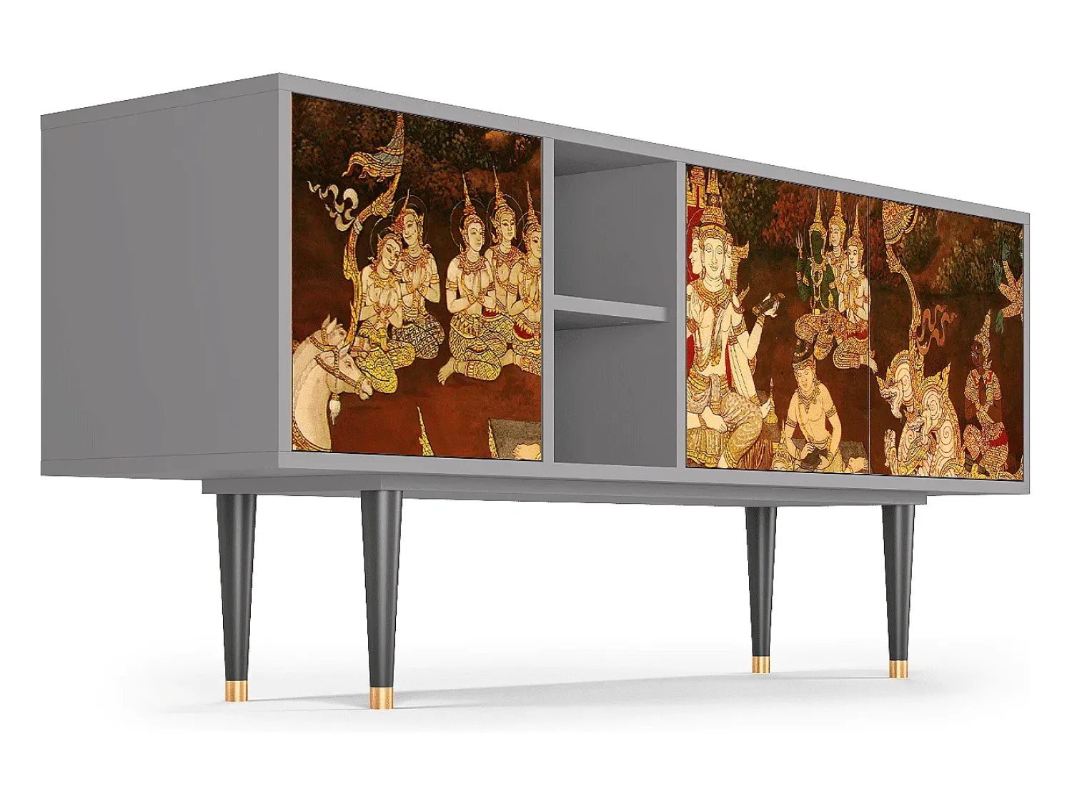 Mueble de TV - 150х69х41 cm - T5 - Malyavan, Cinza^ Móvel De Tv