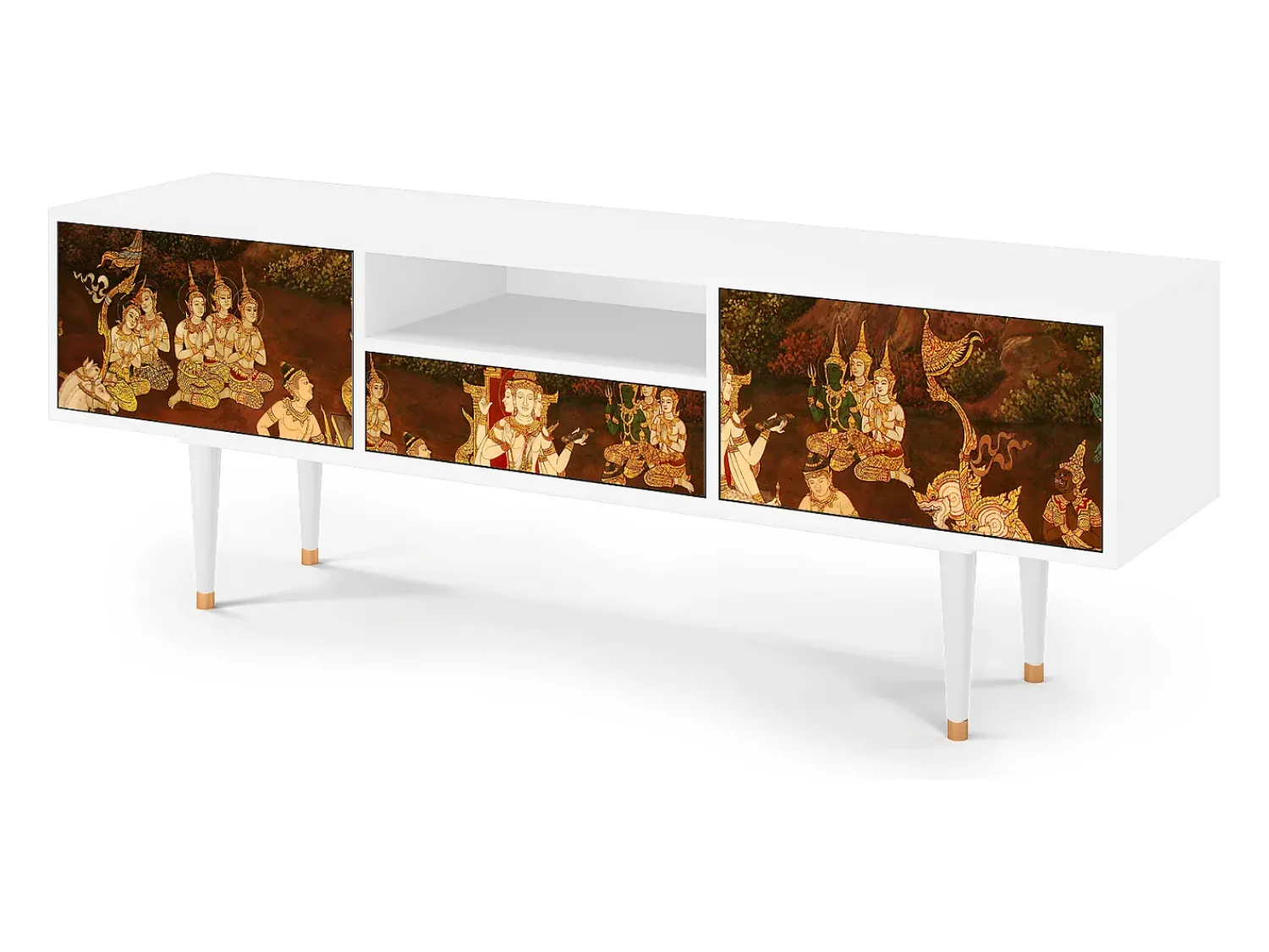 Móvel De Tv| Mueble de TV - 170х59х41 cm - T6 - Malyavan, Branco Bege