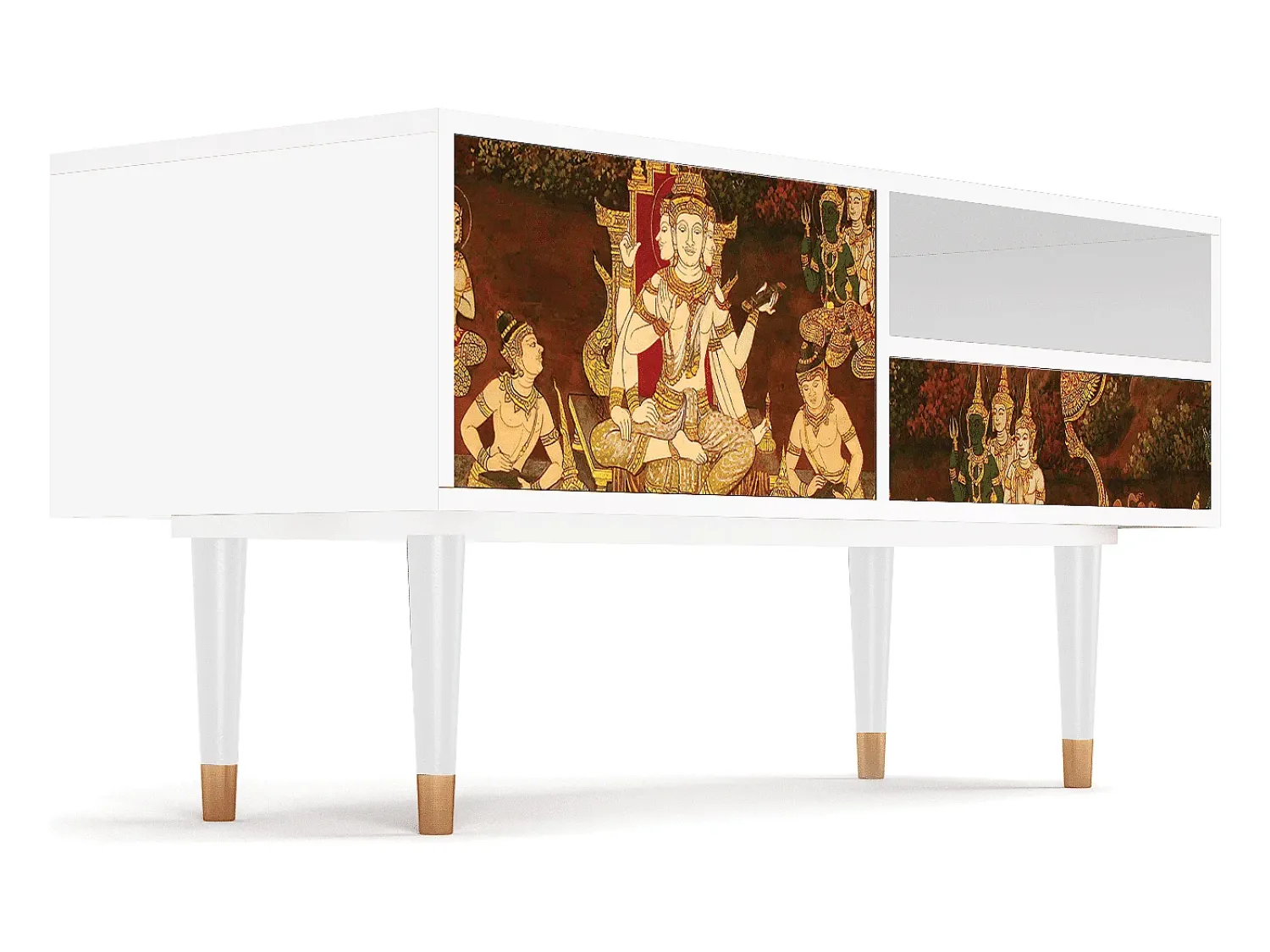Móvel De Tv| Mueble de TV - 115х59х48 cm - T3 - Malyavan, Branco Bege