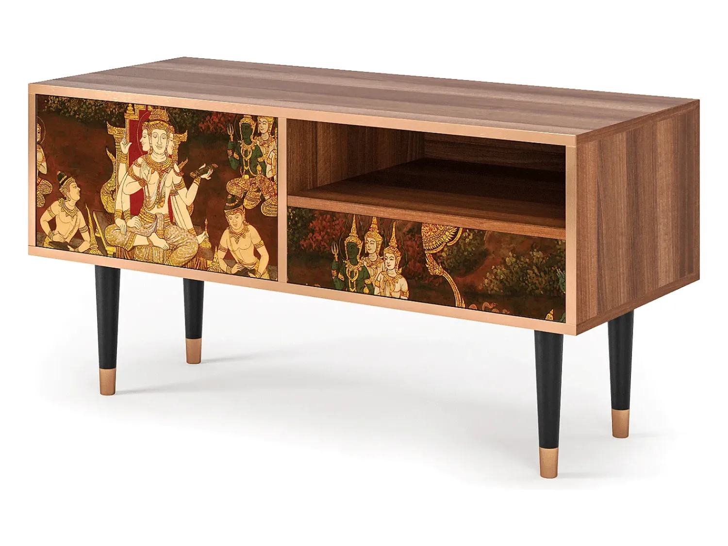 Mueble de TV - 115х59х48 cm - T3 - Malyavan, Nogueira^ Móvel De Tv