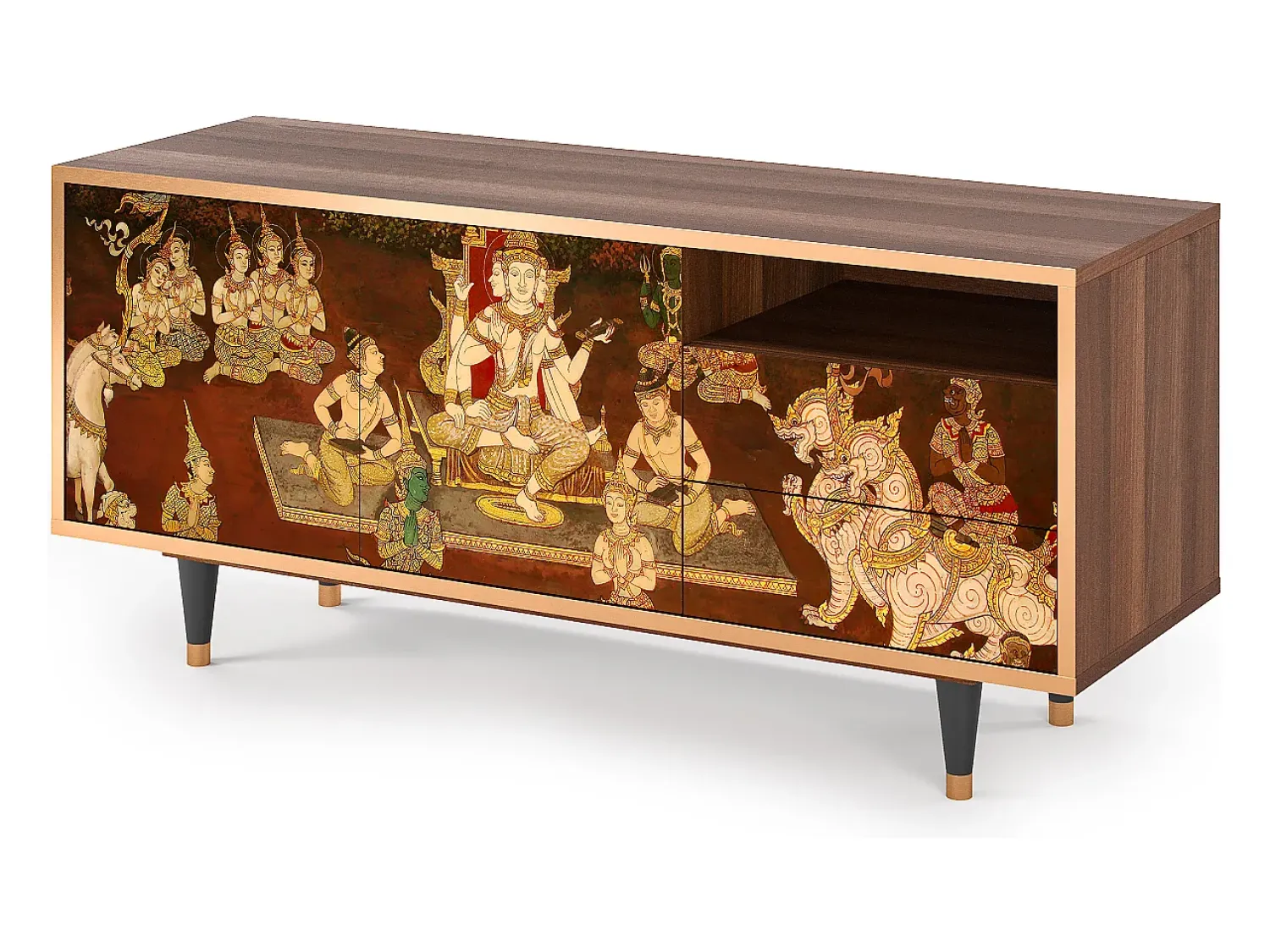New Mueble de TV - 125х56х41 cm - T7 - Malyavan, Nogueira Castanho
