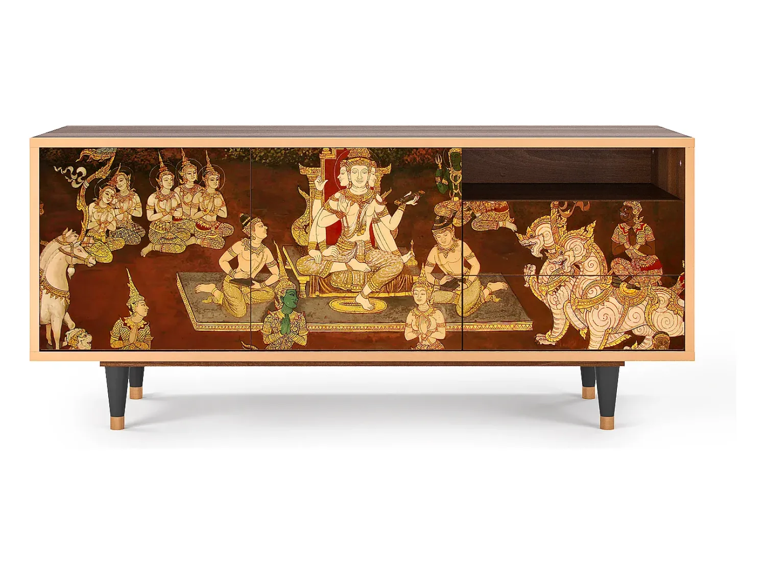 New Mueble de TV - 125х56х41 cm - T7 - Malyavan, Nogueira Castanho