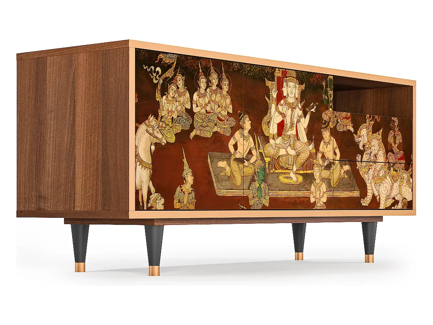 New Mueble de TV - 125х56х41 cm - T7 - Malyavan, Nogueira Castanho