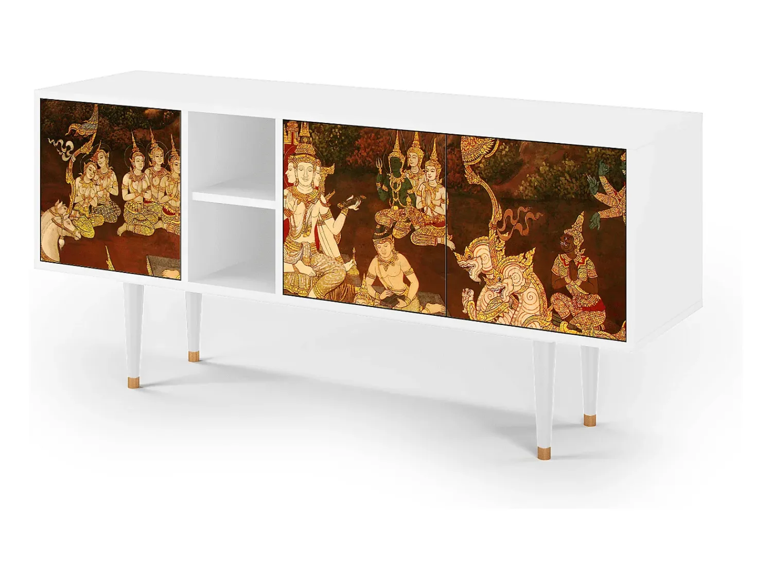 Móvel De Tv* Mueble de TV - 150х69х41 cm - T5 - Malyavan, Branco Bege