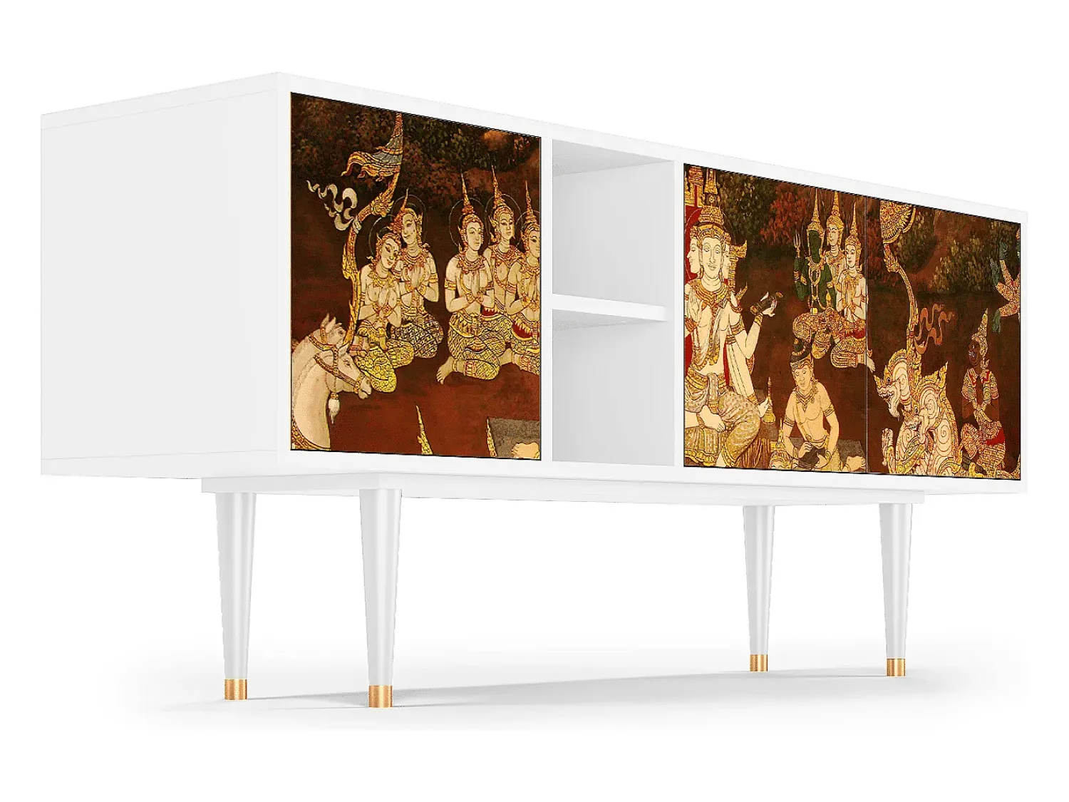Móvel De Tv* Mueble de TV - 150х69х41 cm - T5 - Malyavan, Branco Bege