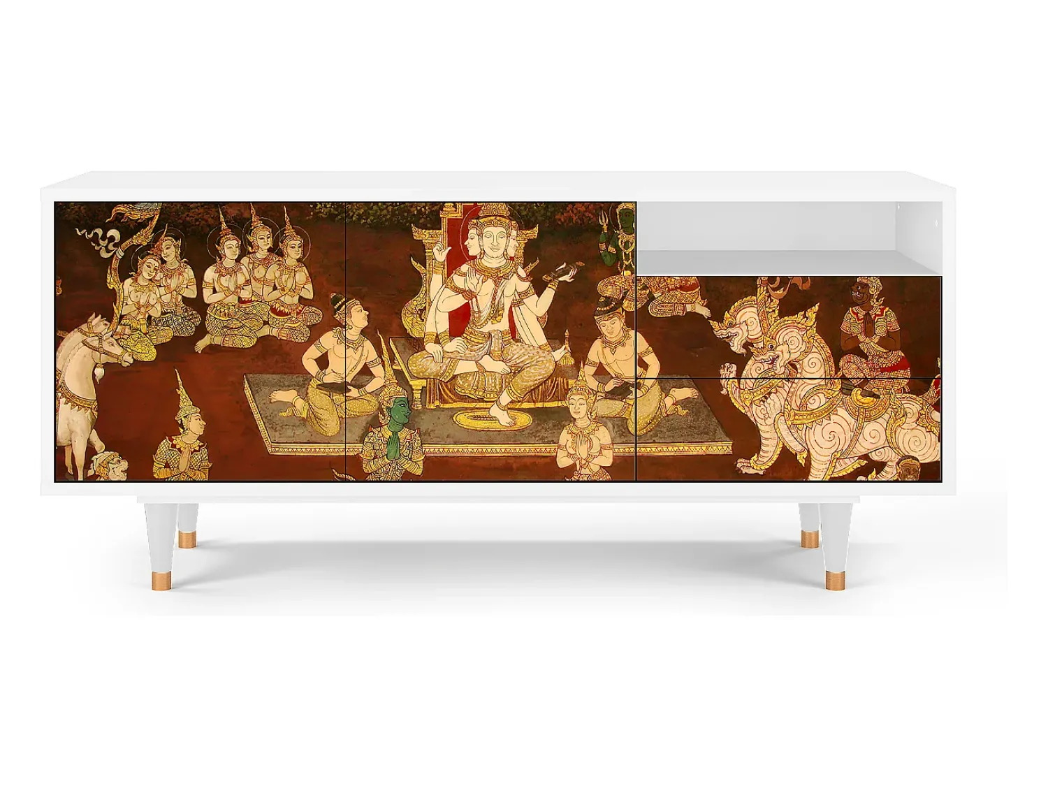 Móvel De Tv| Mueble de TV - 125х56х41 cm - T7 - Malyavan, Branco Bege