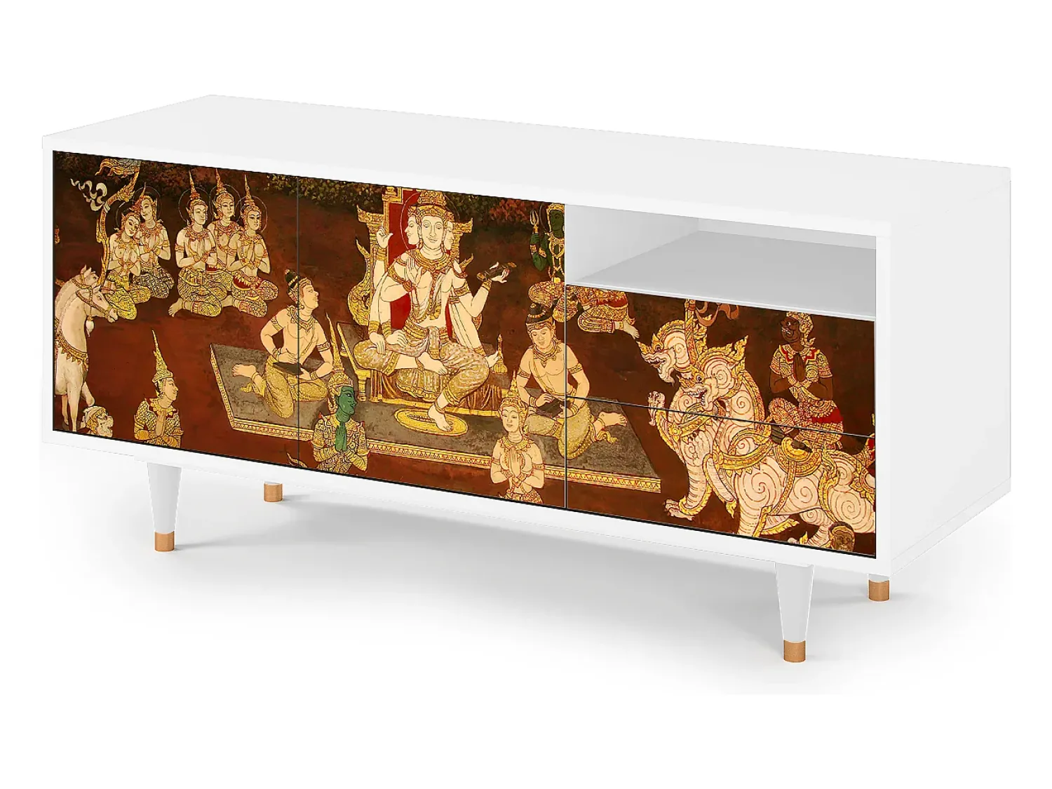 Móvel De Tv| Mueble de TV - 125х56х41 cm - T7 - Malyavan, Branco Bege