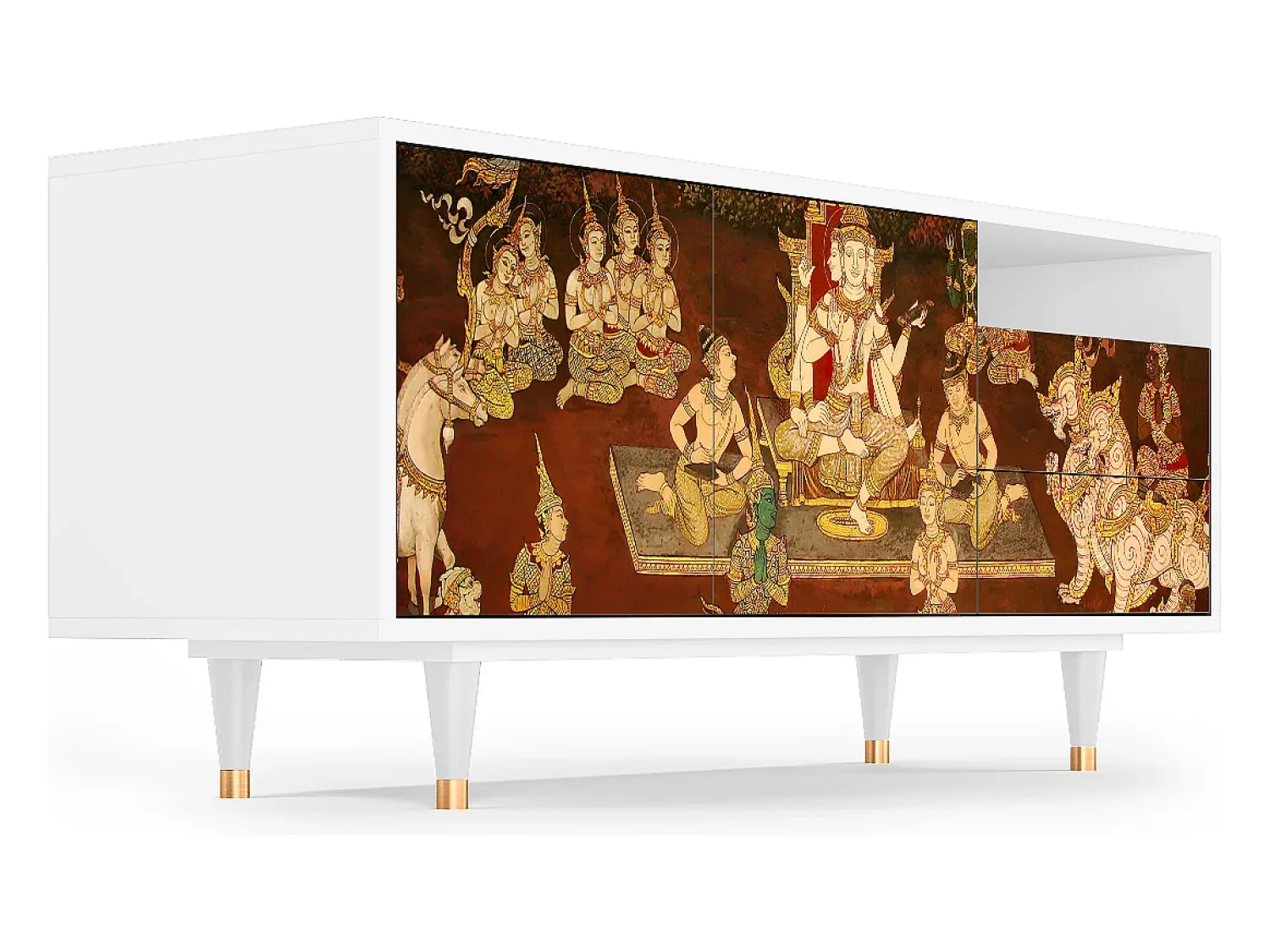 Móvel De Tv| Mueble de TV - 125х56х41 cm - T7 - Malyavan, Branco Bege