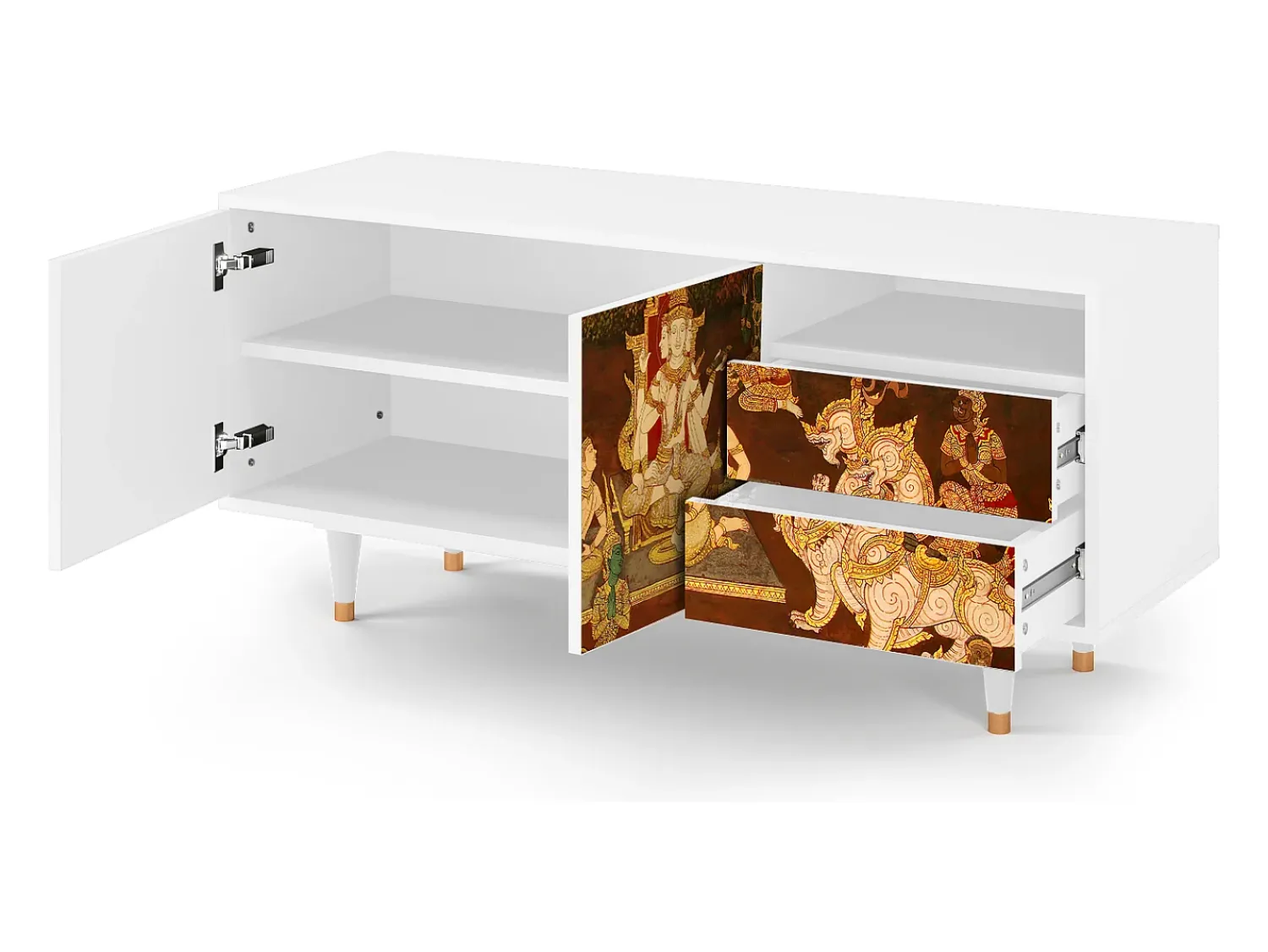 Móvel De Tv| Mueble de TV - 125х56х41 cm - T7 - Malyavan, Branco Bege
