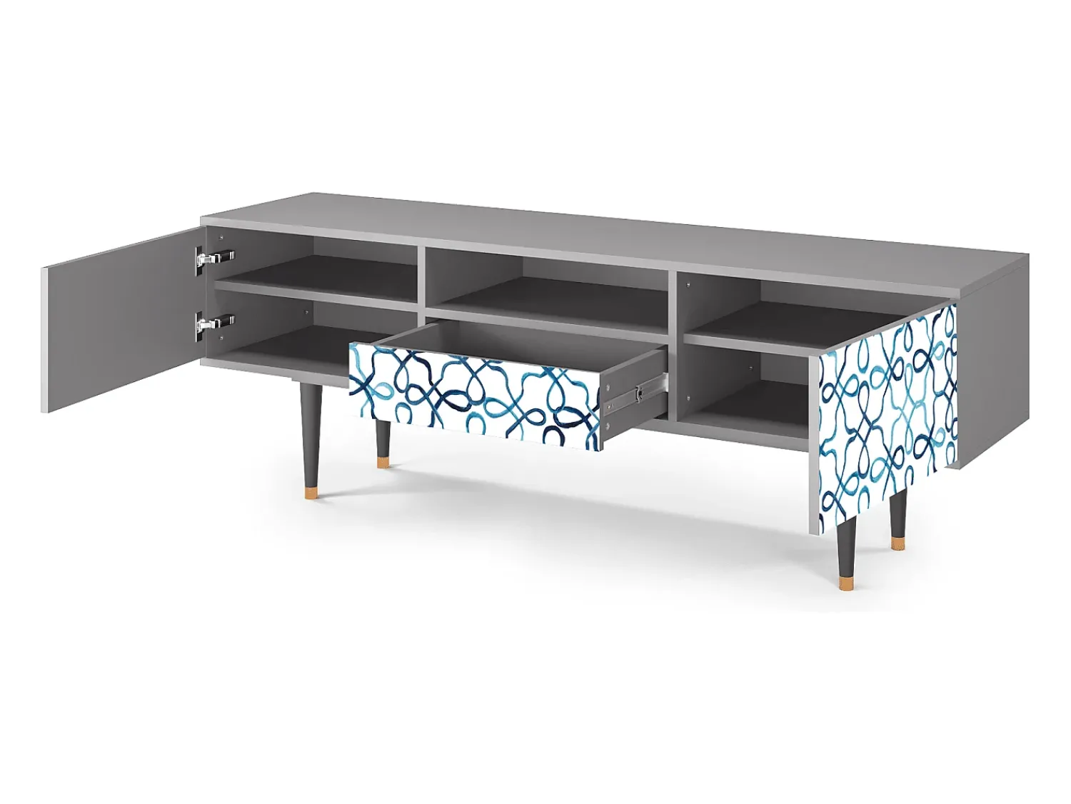 Móvel De Tv* Mueble de TV - 170х59х41 cm - T6 - Marine Strings, Cinza Cinzento