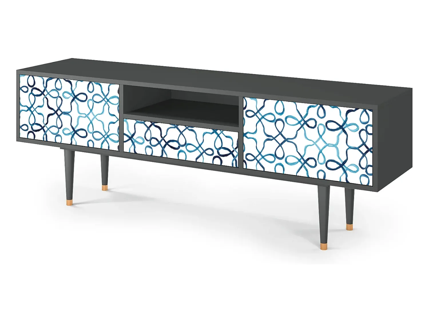 Móvel De Tv| Mueble de TV - 170х59х41 cm - T6 - Marine Strings, Antracite Cinza antracite