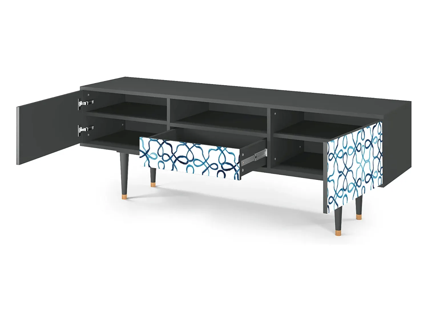 Móvel De Tv| Mueble de TV - 170х59х41 cm - T6 - Marine Strings, Antracite Cinza antracite