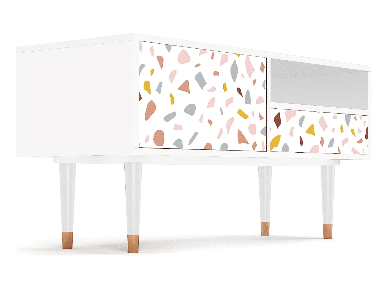 Móvel De Tv* Mueble de TV - 115х59х48 cm - T3 - Marmelade Cheese, Branco Bege