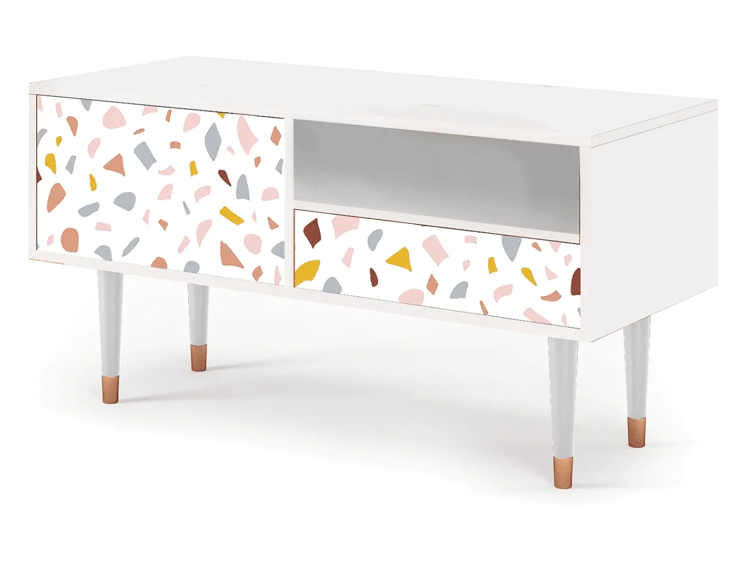 Móvel De Tv* Mueble de TV - 115х59х48 cm - T3 - Marmelade Cheese, Branco Bege