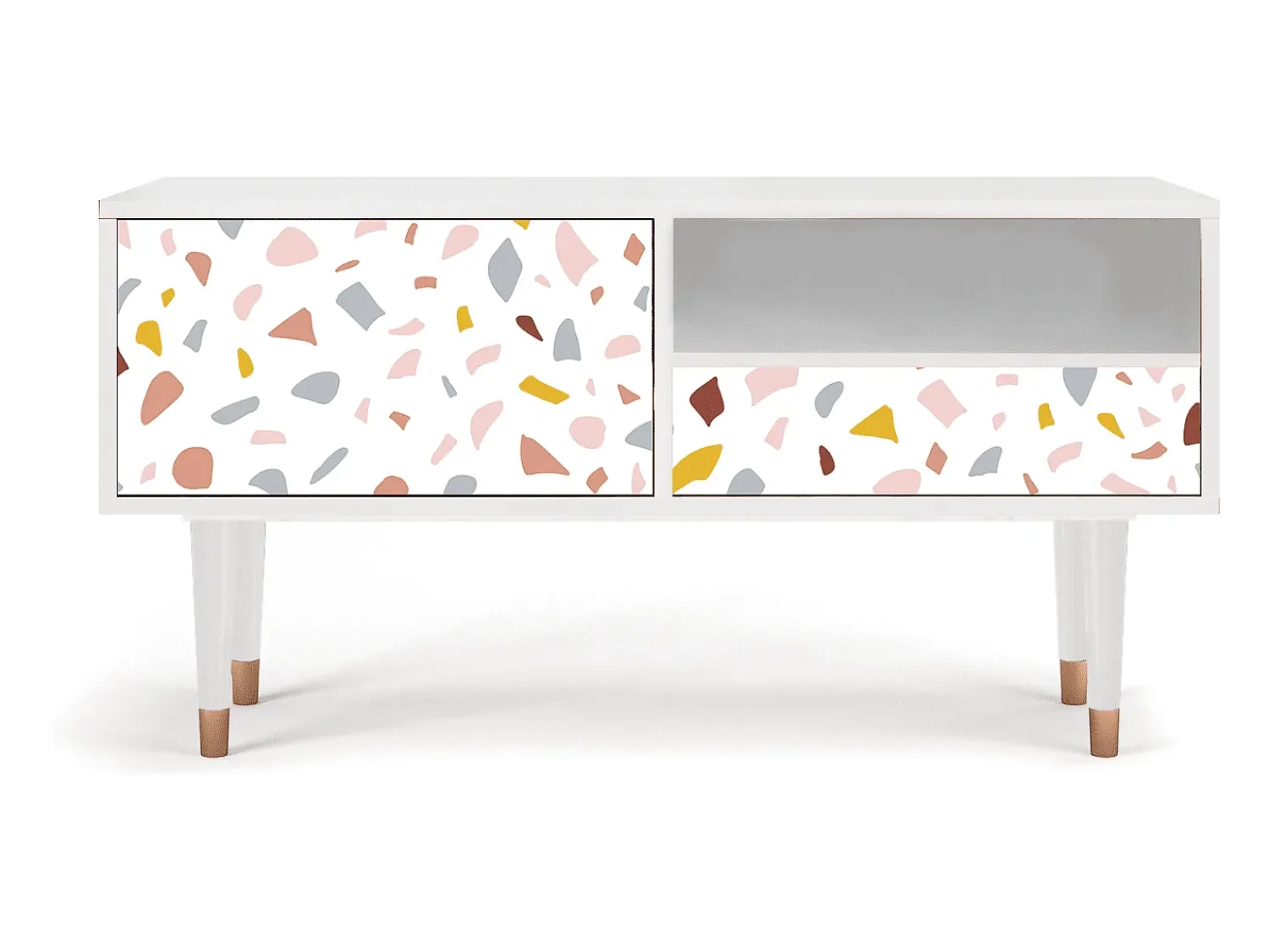 Móvel De Tv* Mueble de TV - 115х59х48 cm - T3 - Marmelade Cheese, Branco Bege