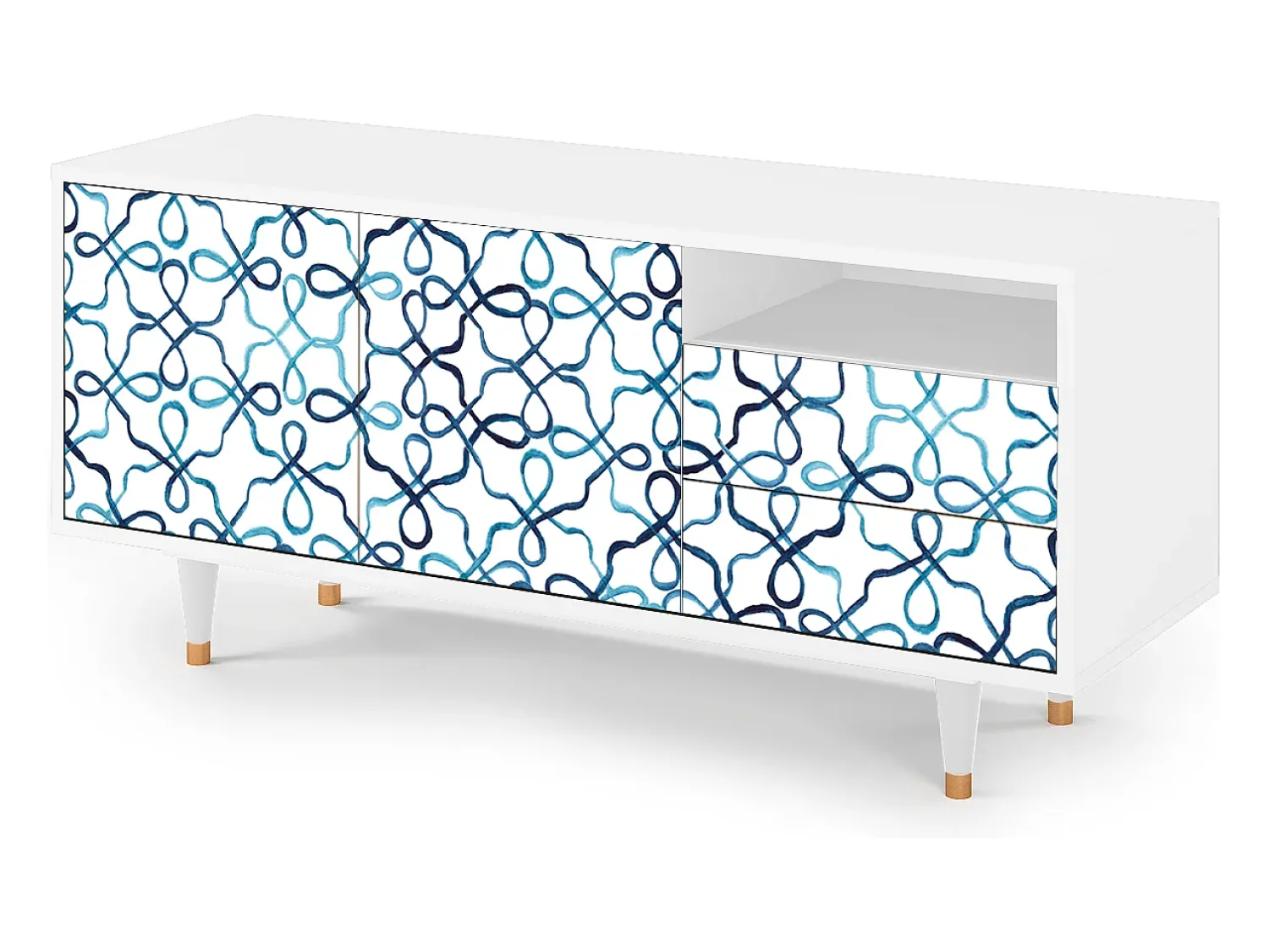 Móvel De Tv* Mueble de TV - 125х56х41 cm - T7 - Marine Strings, Branco Bege