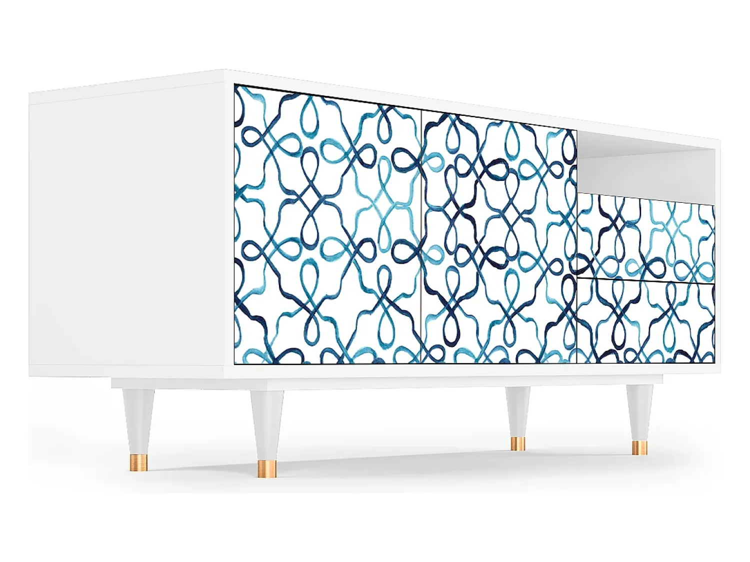 Móvel De Tv* Mueble de TV - 125х56х41 cm - T7 - Marine Strings, Branco Bege