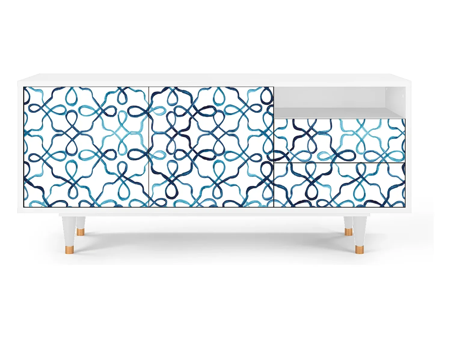 Móvel De Tv* Mueble de TV - 125х56х41 cm - T7 - Marine Strings, Branco Bege