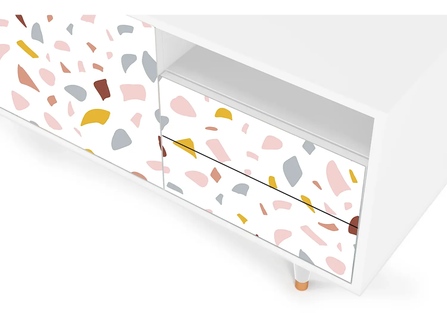 Sale Mueble de TV - 125х56х41 cm - T7 - Marmelade Cheese, Branco Bege