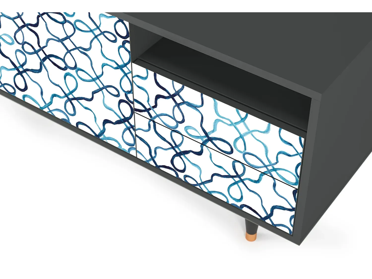 Móvel De Tv* Mueble de TV - 125х56х41 cm - T7 - Marine Strings, Antracite Cinza antracite