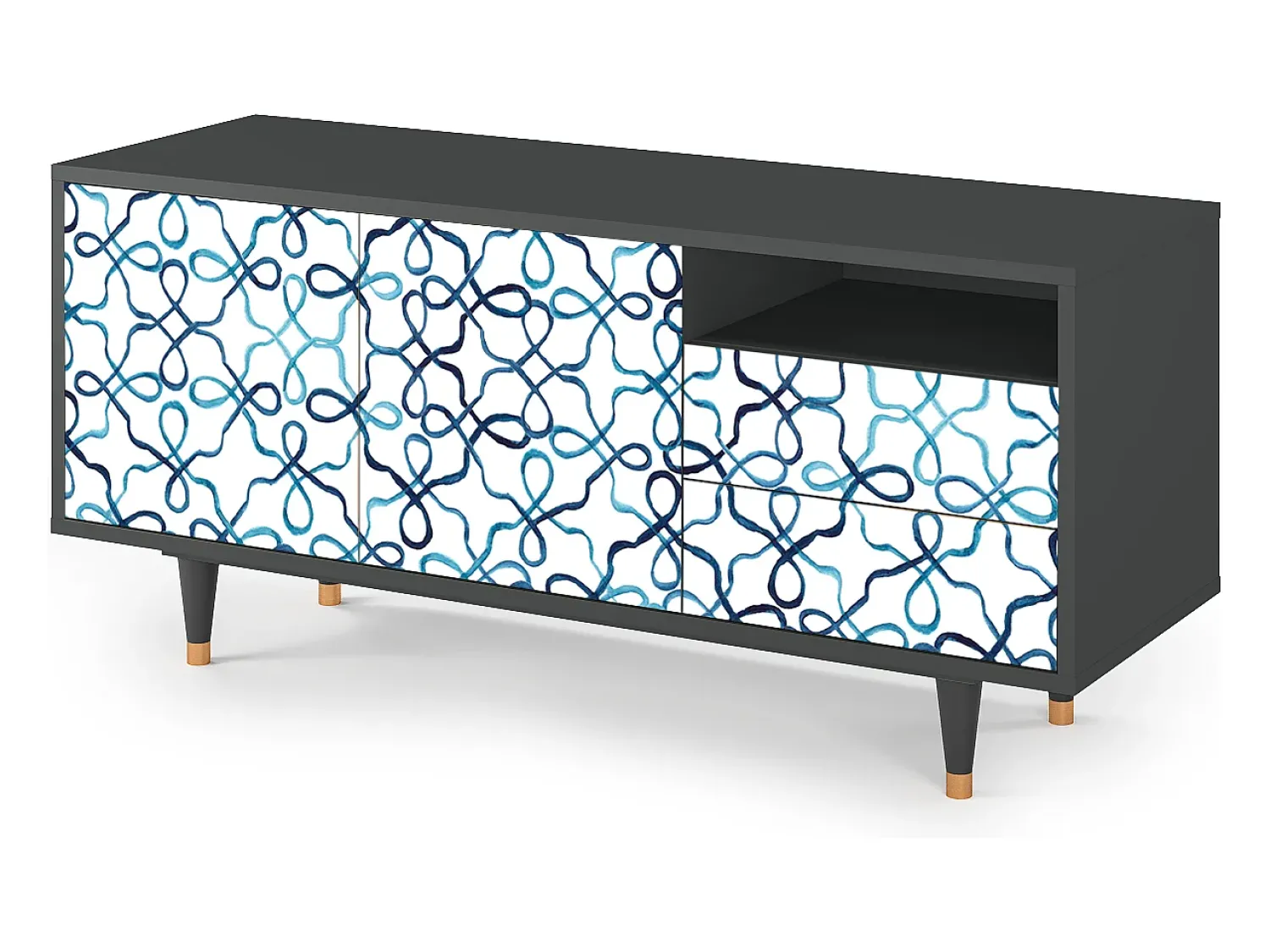 Móvel De Tv* Mueble de TV - 125х56х41 cm - T7 - Marine Strings, Antracite Cinza antracite