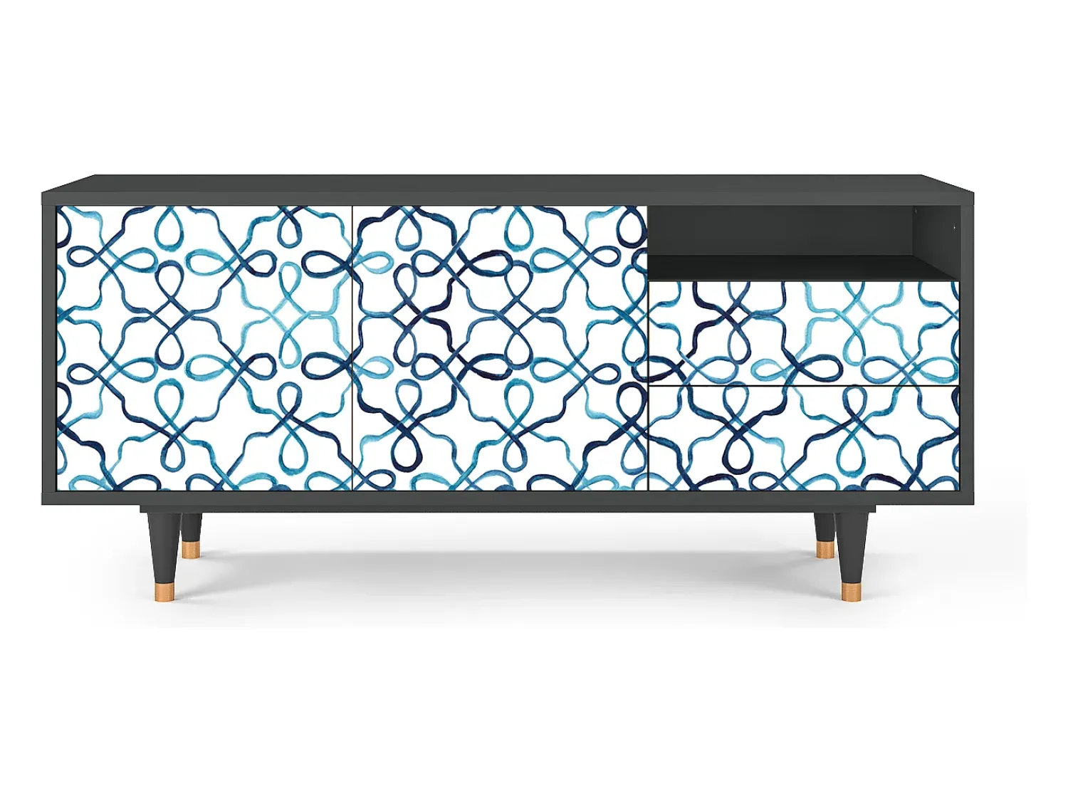 Móvel De Tv* Mueble de TV - 125х56х41 cm - T7 - Marine Strings, Antracite Cinza antracite