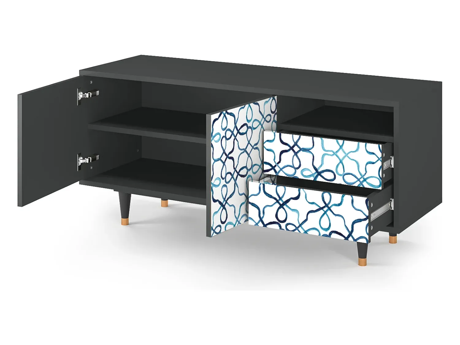 Móvel De Tv* Mueble de TV - 125х56х41 cm - T7 - Marine Strings, Antracite Cinza antracite