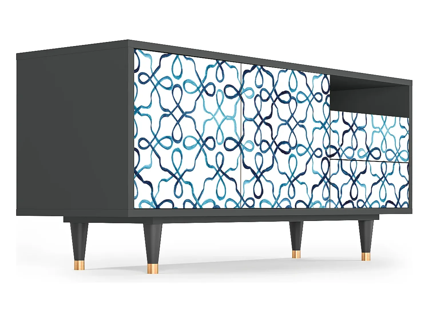 Móvel De Tv* Mueble de TV - 125х56х41 cm - T7 - Marine Strings, Antracite Cinza antracite