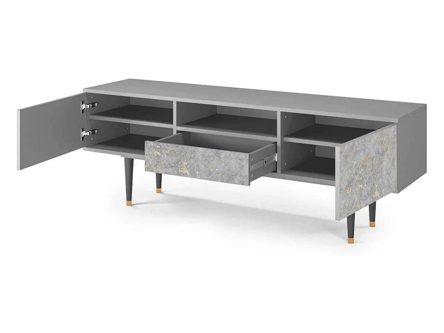 Móvel De Tv* Mueble de TV - 170х59х41 cm - T6 - Mariana Trench, Cinza Cinzento