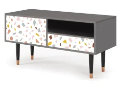 Móvel De Tv| Mueble de TV - 115х59х48 cm - T3 - Marmelade Cheese, Cinza Cinzento