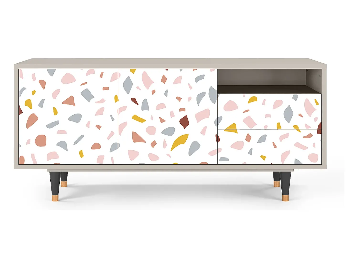 Móvel De Tv| Mueble de TV - 125х56х41 cm - T7 - Marmelade Cheese, Areia Bege