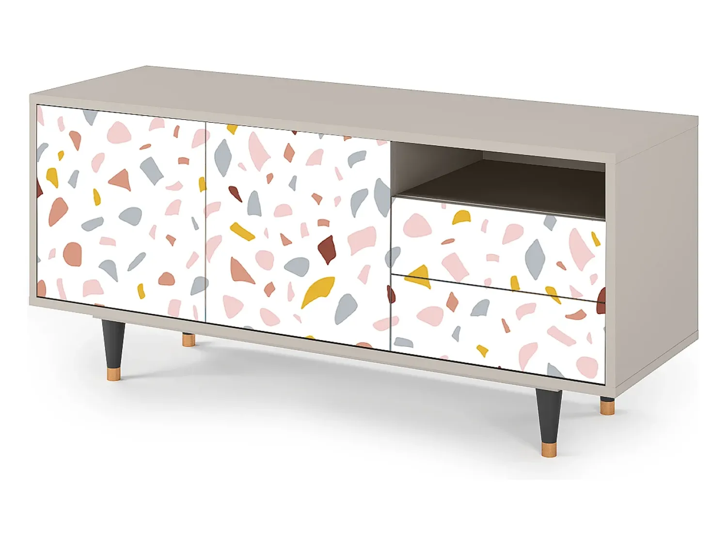 Móvel De Tv| Mueble de TV - 125х56х41 cm - T7 - Marmelade Cheese, Areia Bege