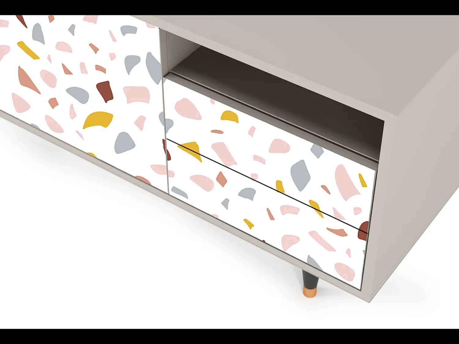 Móvel De Tv| Mueble de TV - 125х56х41 cm - T7 - Marmelade Cheese, Areia Bege
