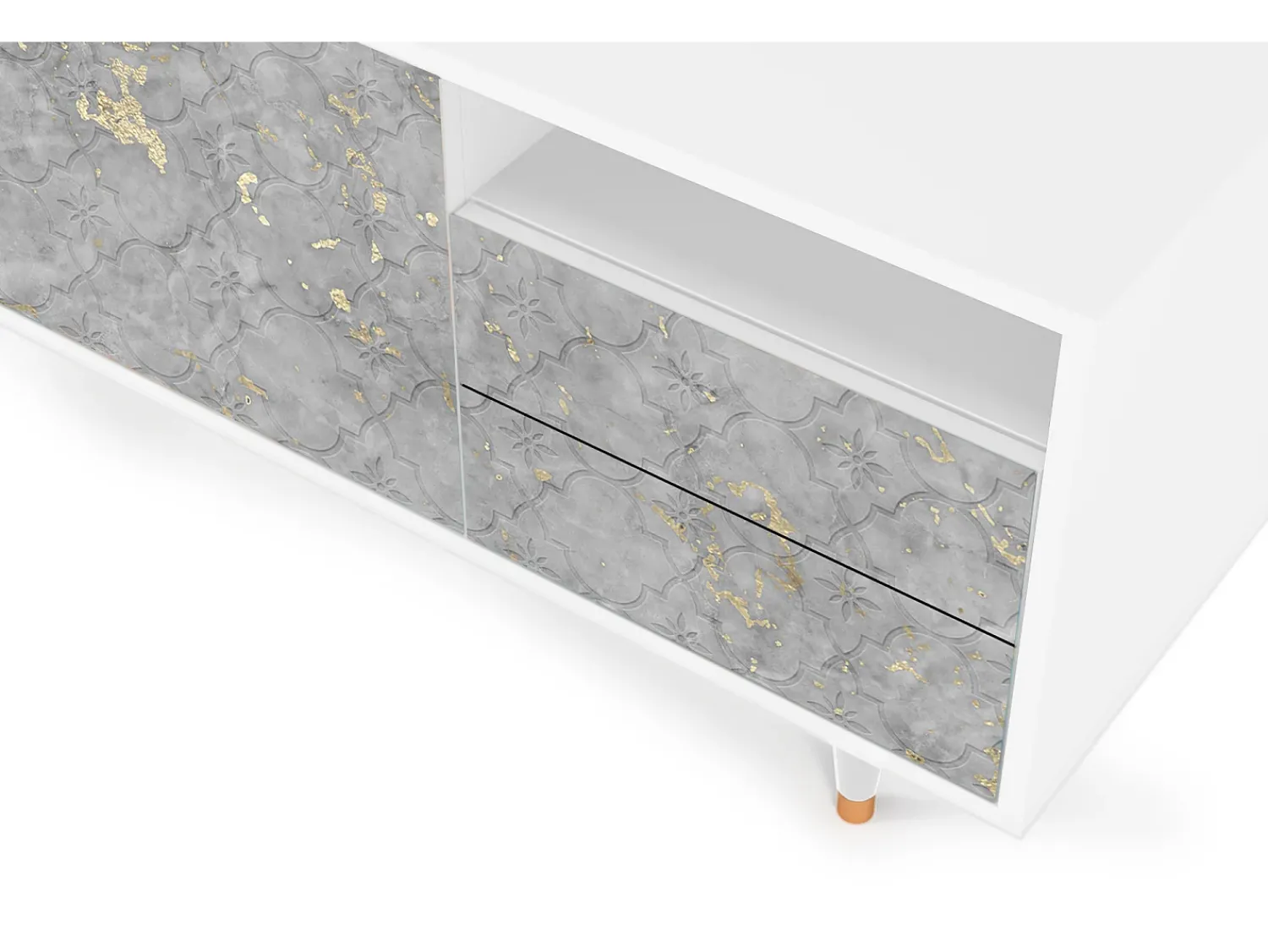 Móvel De Tv| Mueble de TV - 125х56х41 cm - T7 - Mariana Trench, Branco Bege