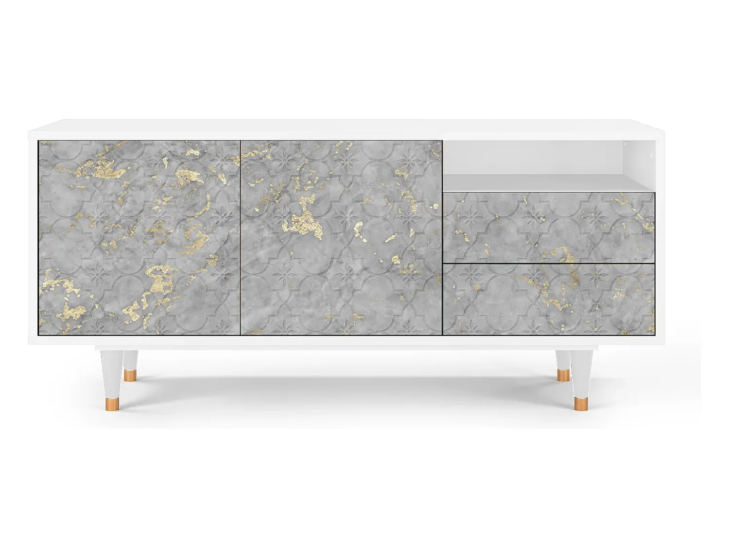 Móvel De Tv| Mueble de TV - 125х56х41 cm - T7 - Mariana Trench, Branco Bege