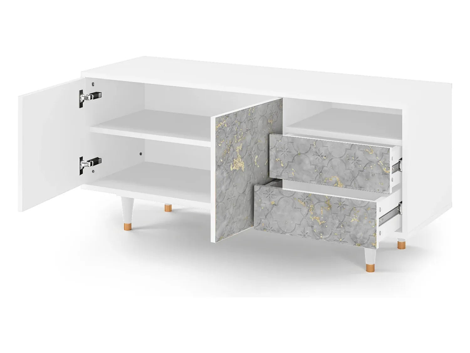 Móvel De Tv| Mueble de TV - 125х56х41 cm - T7 - Mariana Trench, Branco Bege