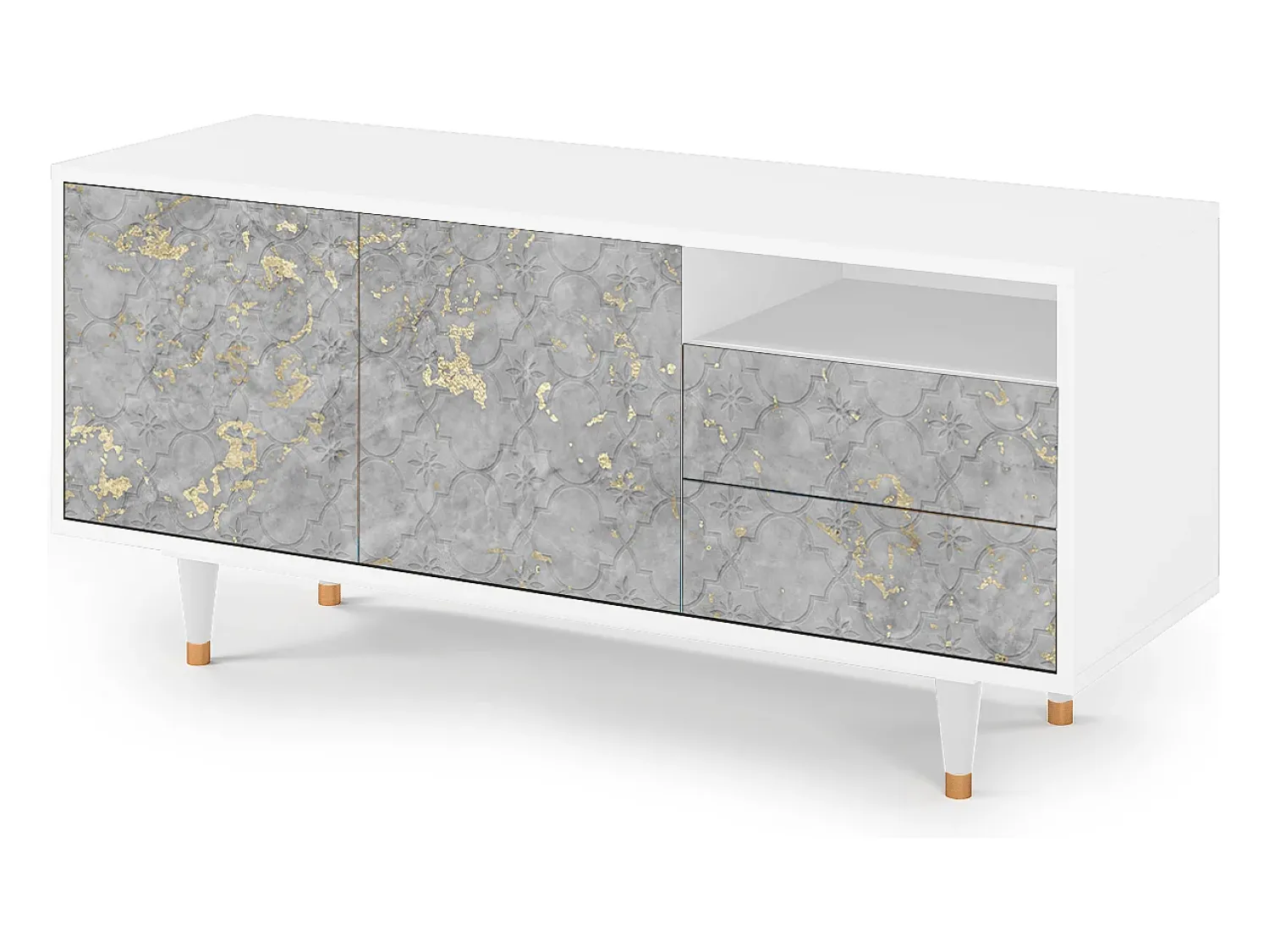 Móvel De Tv| Mueble de TV - 125х56х41 cm - T7 - Mariana Trench, Branco Bege