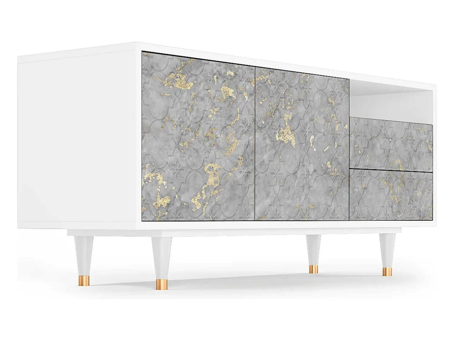 Móvel De Tv| Mueble de TV - 125х56х41 cm - T7 - Mariana Trench, Branco Bege