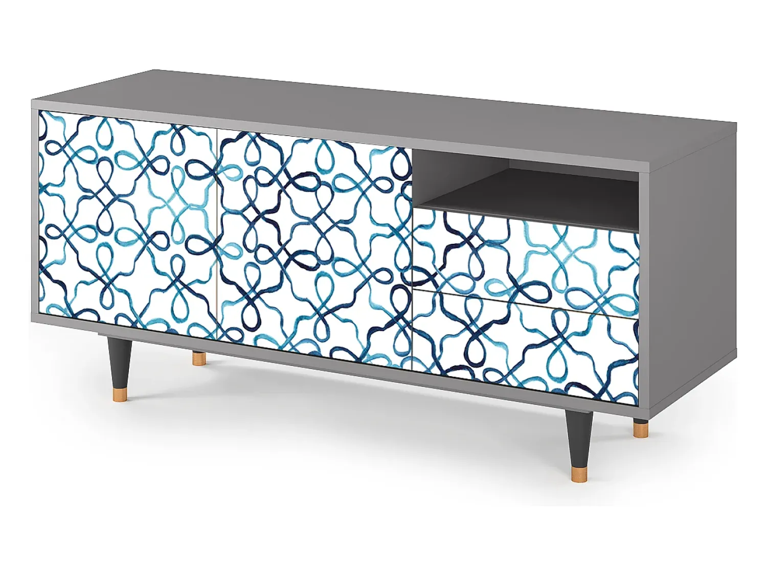 Móvel De Tv* Mueble de TV - 125х56х41 cm - T7 - Marine Strings, Cinza Cinzento