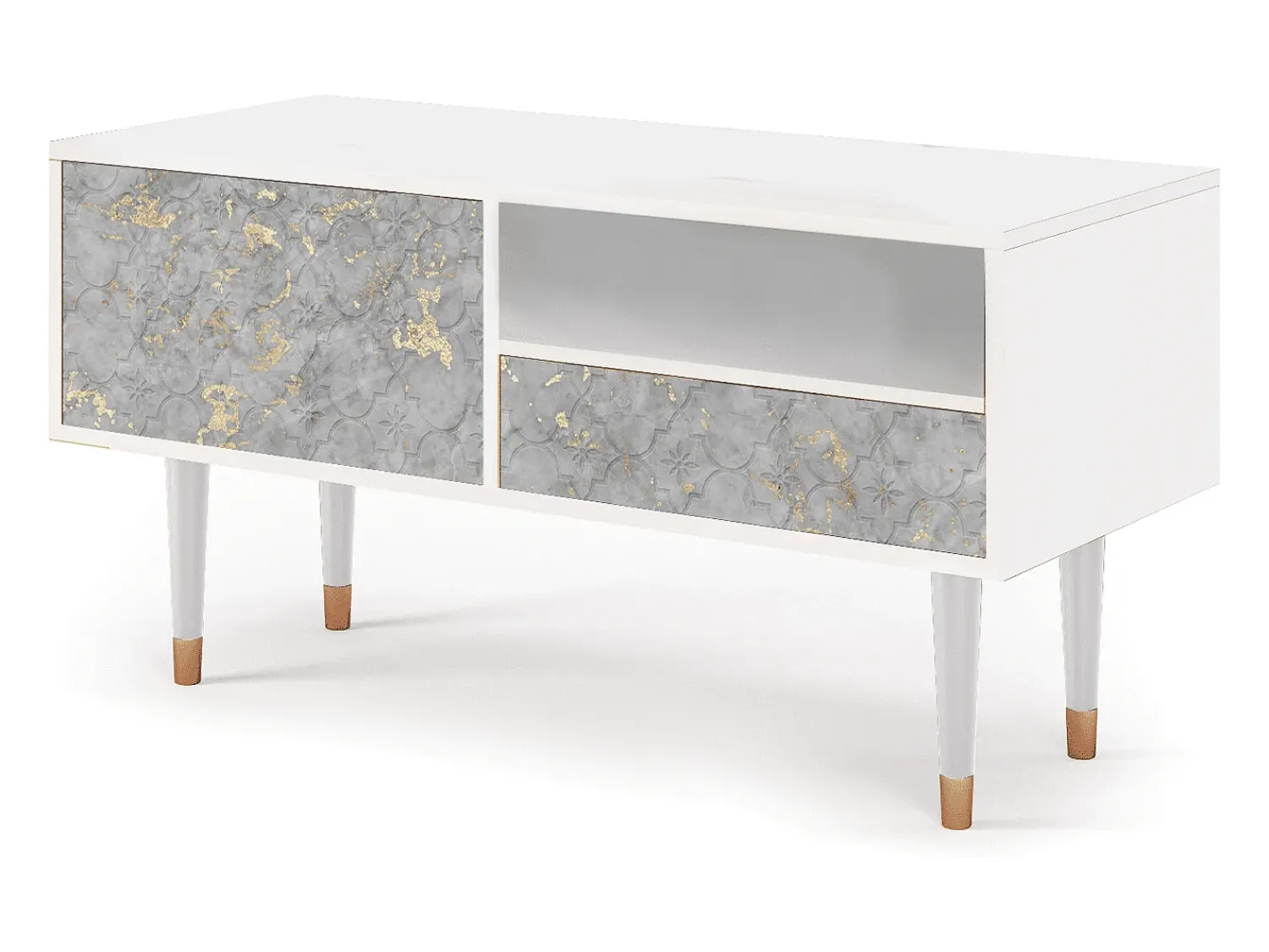Outlet Mueble de TV - 115х59х48 cm - T3 - Mariana Trench, Branco Bege