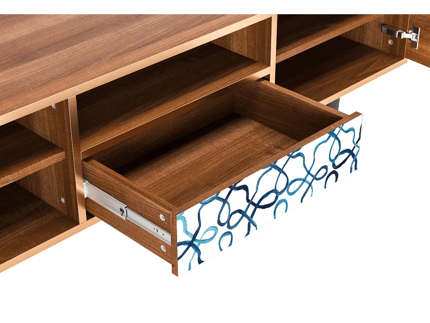 Mueble de TV - 170х59х41 cm - T6 - Marine Strings, Nogueira^ Móvel De Tv