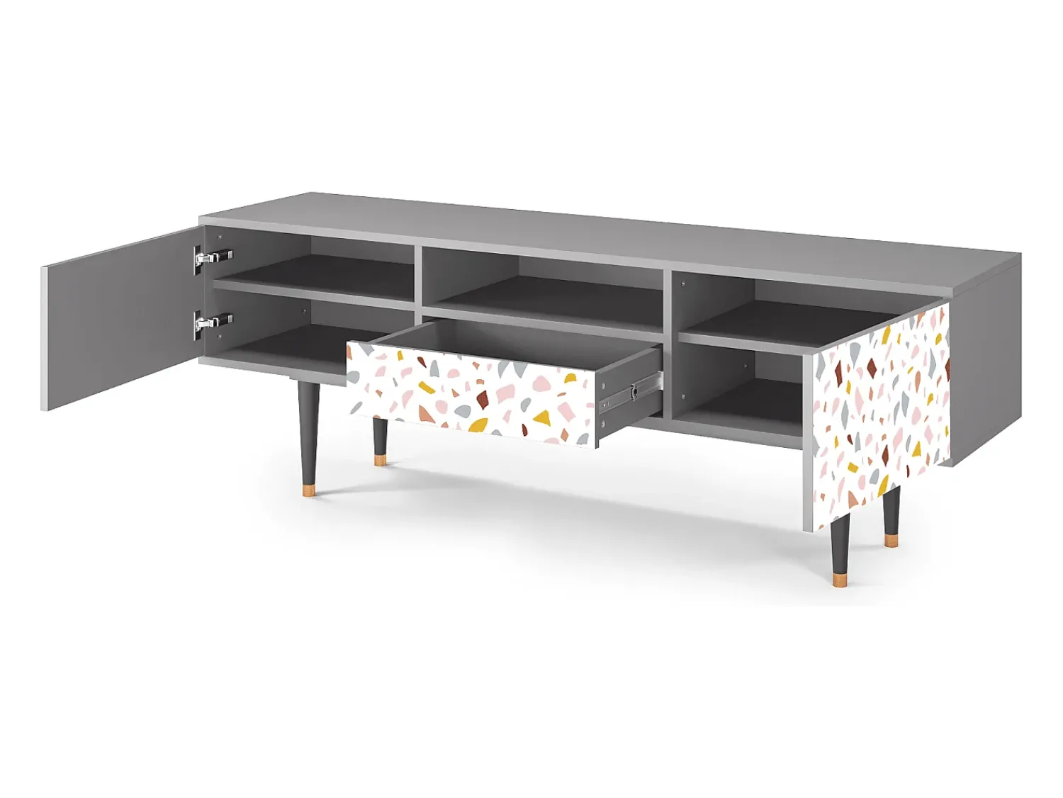 Móvel De Tv* Mueble de TV - 170х59х41 cm - T6 - Marmelade Cheese, Cinza Cinzento
